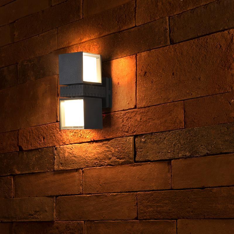 Adjustable Square Lamps Up And Down Lighting Black Outdoor Wall Lights-Lighom