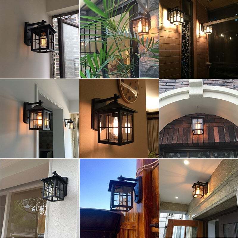 Minimalist Square Glass Lampshade Waterproof Modern Outdoor Lanterns-Lighom