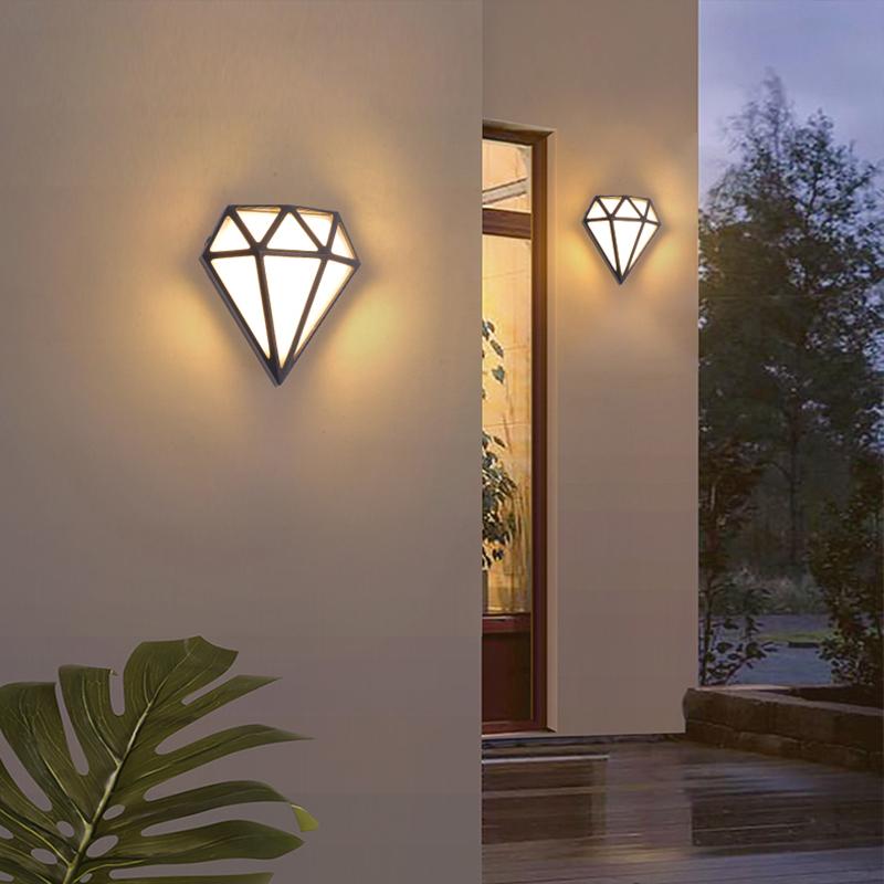Modern rhombus diamond white metal acrylic aluminum outdoor wall lighting, Lighom
