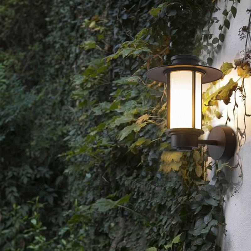 Top Hats Shape Aluminum LED Waterproof Black Retro Outdoor Wall Lights-Lighom