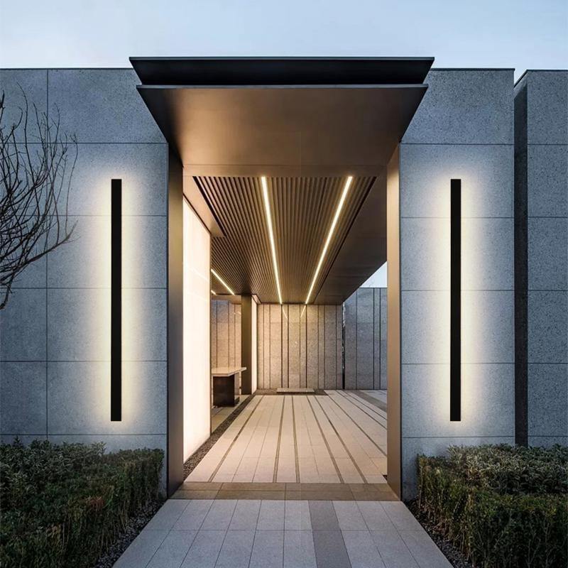 Outdoor Waterproof Long Strip Metal Black Modern LED Outdoor Wall Lights-Lighom