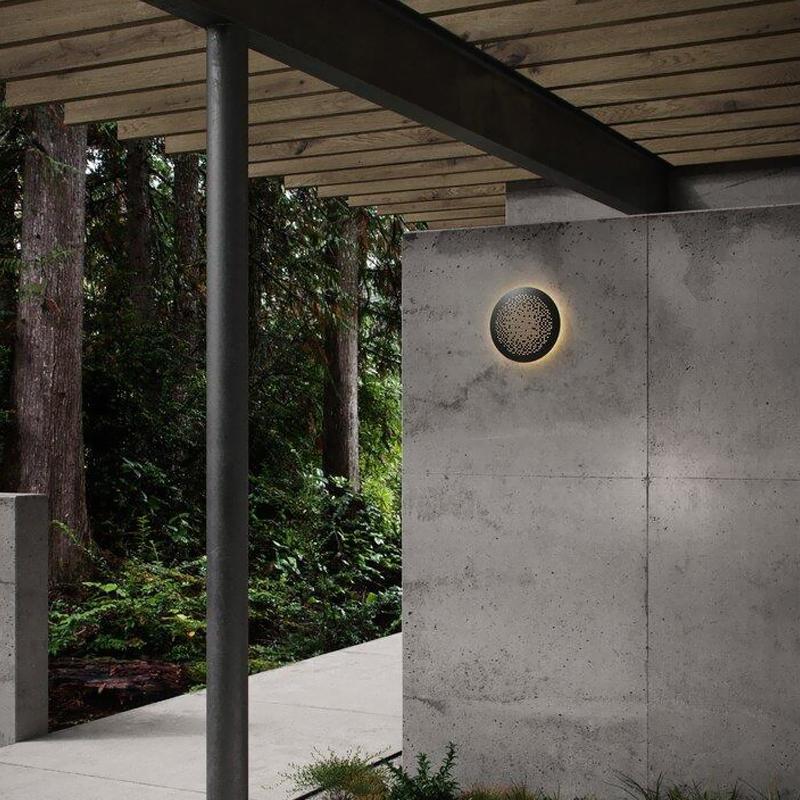 Circular Small Hollow Holes Waterproof LED Black Outdoor Wall Lights-Lighom
