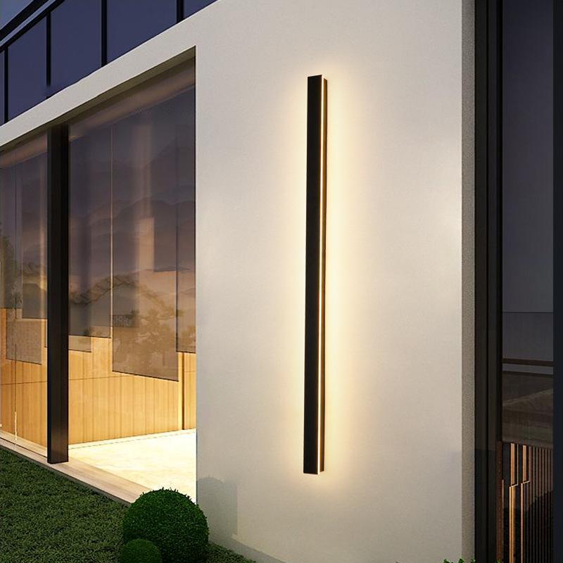 Outdoor Waterproof Long Strip Metal Black Modern LED Outdoor Wall Lights-Lighom