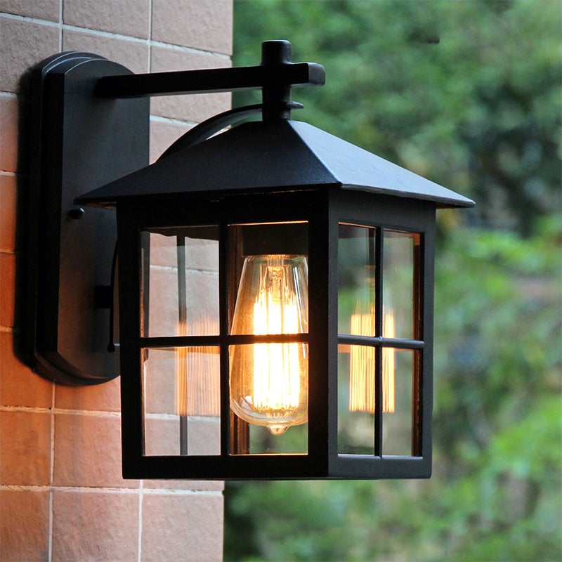 Minimalist Square Glass Lampshade Waterproof Modern Outdoor Lanterns-Lighom