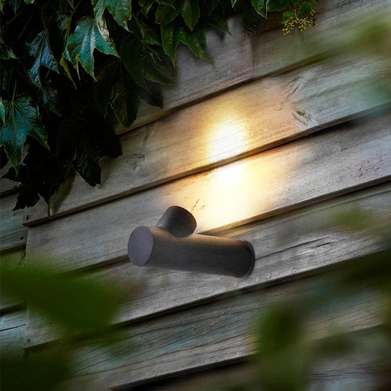 Candle tube slender steel outdoor wall lighting — White