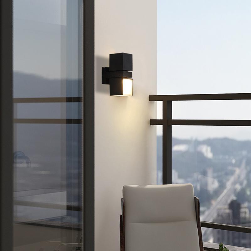 Adjustable Square Lamps Up And Down Lighting Black Outdoor Wall Lights-Lighom