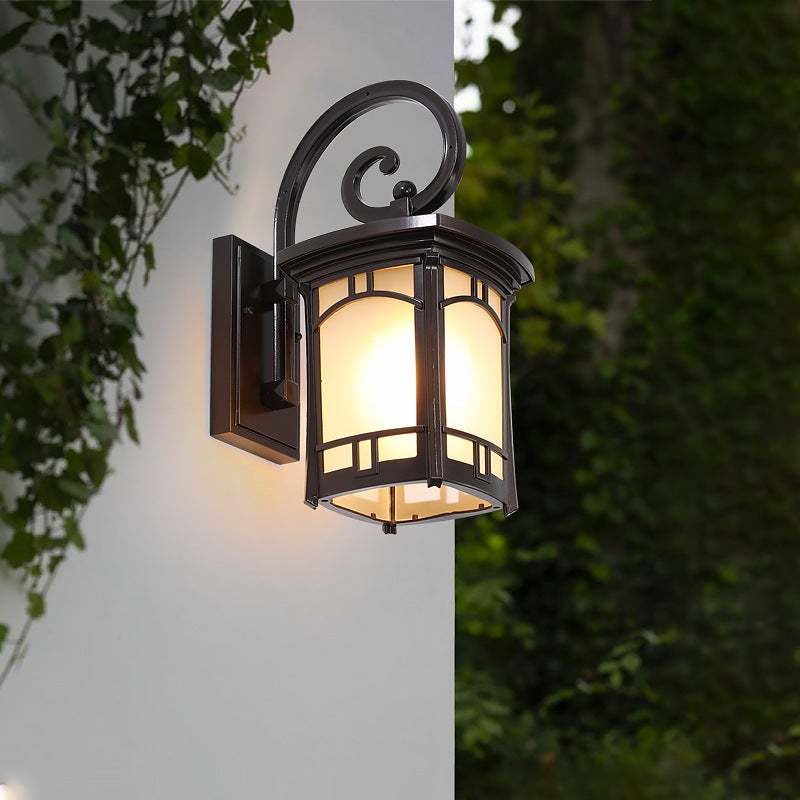 Vintage Striped Glass Shade Waterproof Modern Outdoor Wall Lights-Lighom