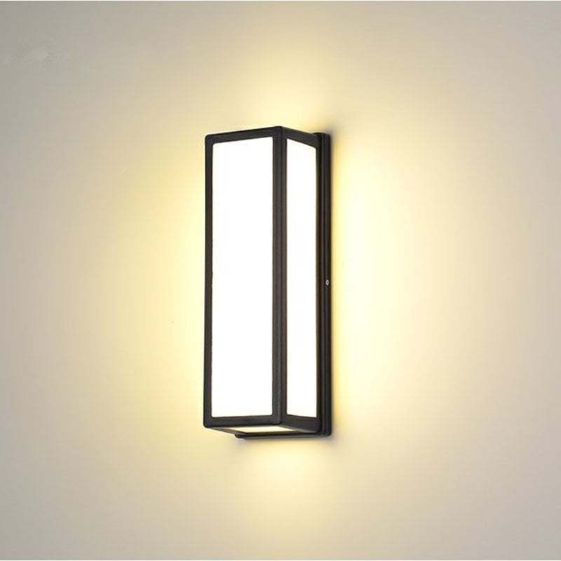 Rectangular Minimalist LED Waterproof Black Modern Outdoor Wall Lights-Lighom