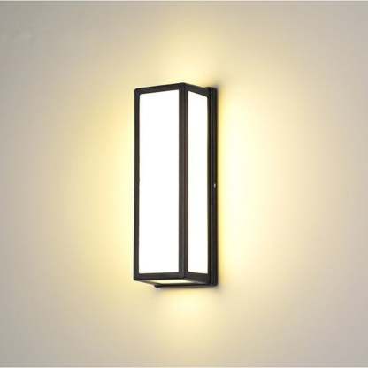Rectangular Minimalist LED Waterproof Black Modern Outdoor Wall Lights-Lighom