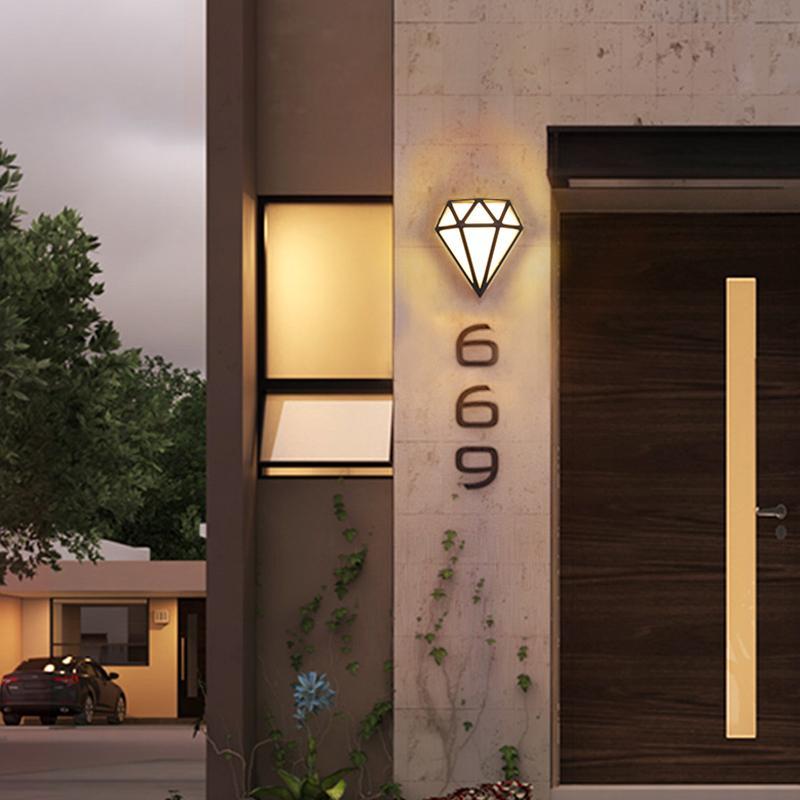 Rhombus Diamonds LED Waterproof Modern Porch Lights Outdoor Wall Lights-Lighom