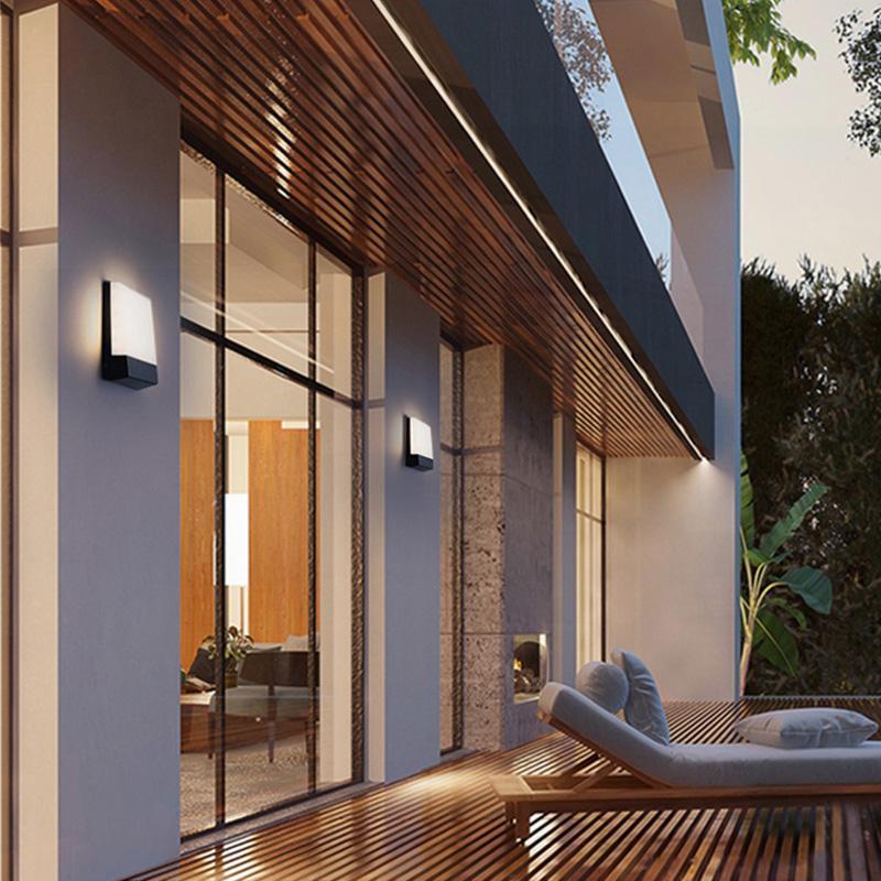 Industrial square porch black outdoor wall lighting