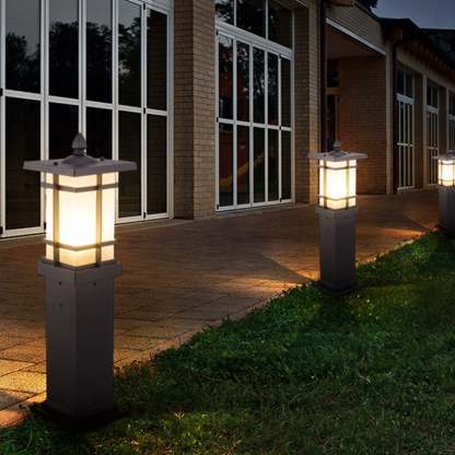 Elegant Vintage Pavilion Black Light Post Retro Outdoor Pathway Lamp-Lighom