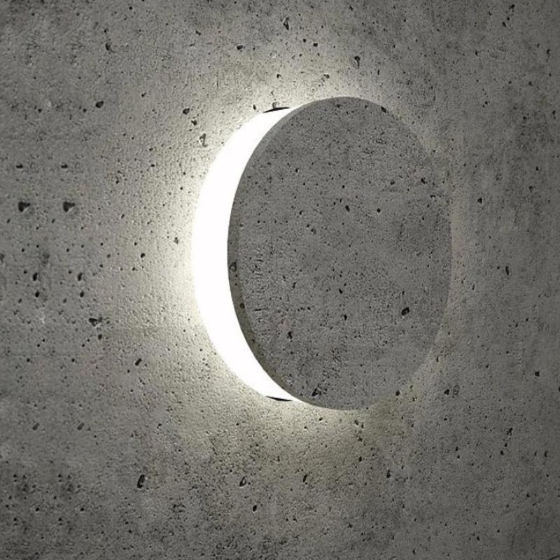 Outdoor Round Gray Concrete LED Wall Flush Lights Accent Landscape Lighting-Lighom