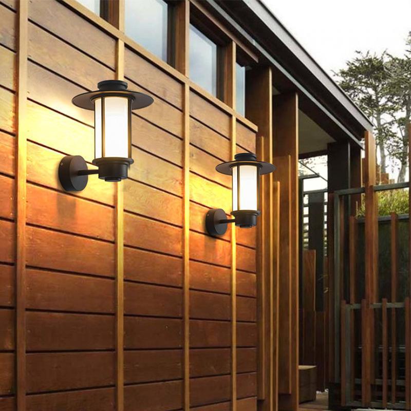 Top Hats Shape Aluminum LED Waterproof Black Retro Outdoor Wall Lights-Lighom