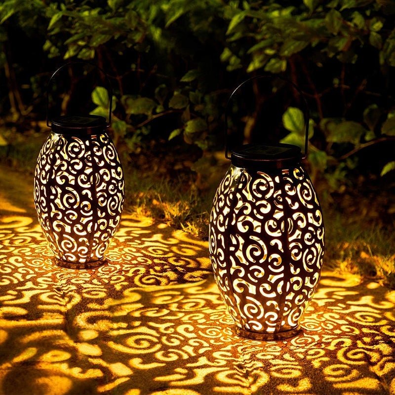 Solar LED Red Copper Antique Outdoor Lantern