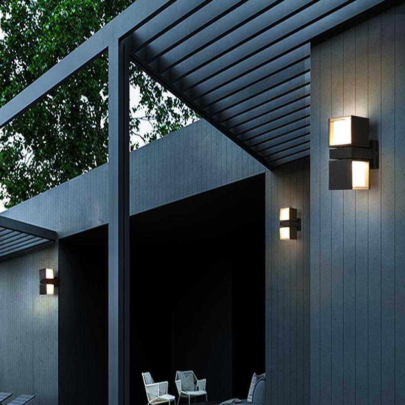 Square down black outdoor wall lighting