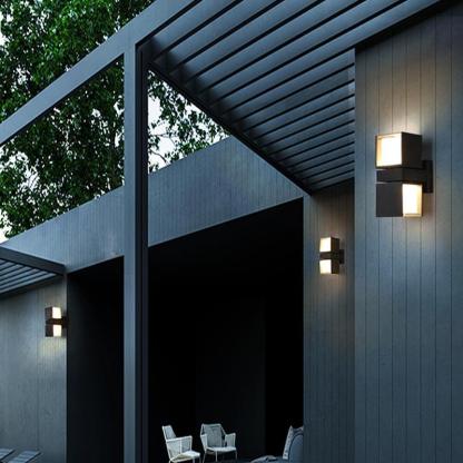 Adjustable Square Lamps Up And Down Lighting Black Outdoor Wall Lights-Lighom
