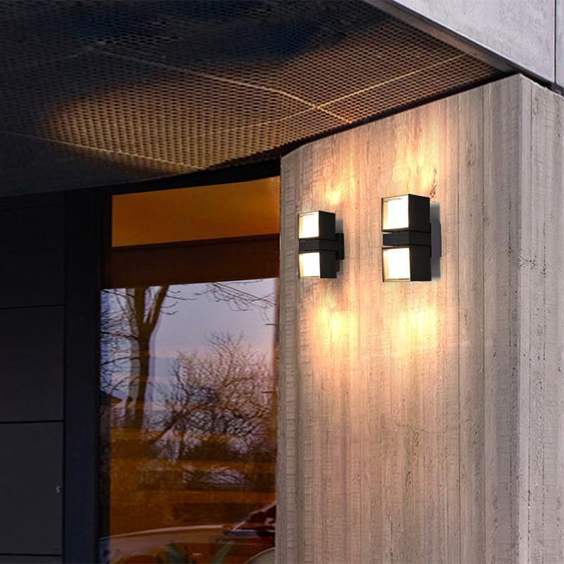 Adjustable Square Lamps Up And Down Lighting Black Outdoor Wall Lights-Lighom