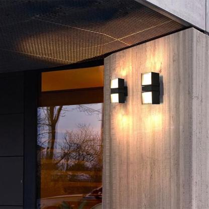 Adjustable Square Lamps Up And Down Lighting Black Outdoor Wall Lights-Lighom
