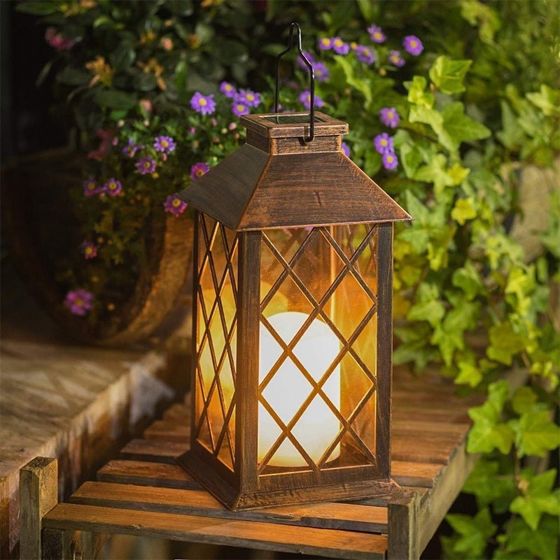 Retro Bronze Antique LED Solar Outdoor Lantern — Set of 8