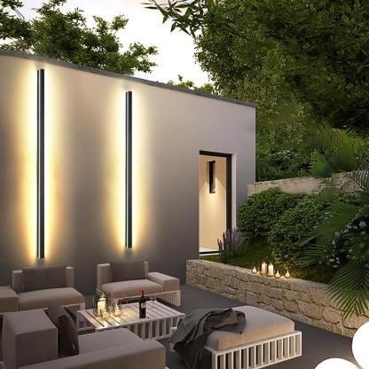Long Strip Dimmable LED RGB Black Minimalist Outdoor Light Post Lights-Lighom