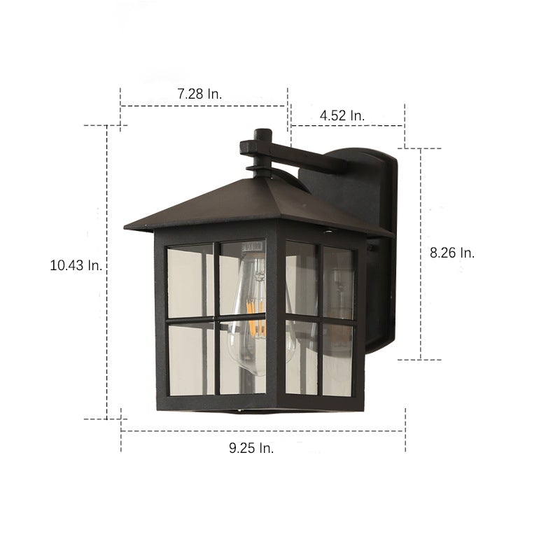 Minimalist Square Glass Lampshade Waterproof Modern Outdoor Lanterns-Lighom
