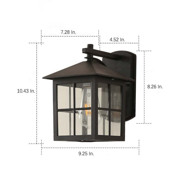 Minimalist Square Glass Lampshade Waterproof Modern Outdoor Lanterns-Lighom