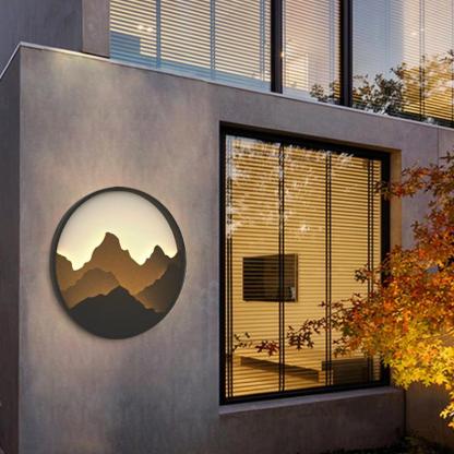 Round Mountain Scenery Decor LED Waterproof Rustic Outdoor Wall Lights-Lighom