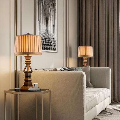 Stripe Drum Shade Antique Rustic Tower Lamp
