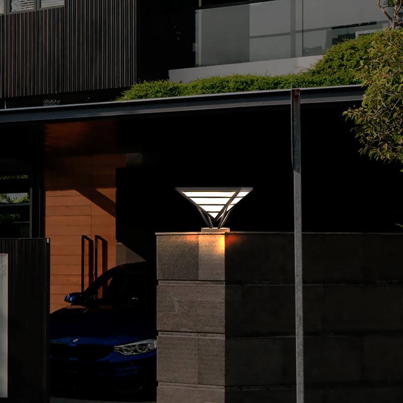 Geometric Aluminum LED Black Modern Outdoor Pillar Lamp