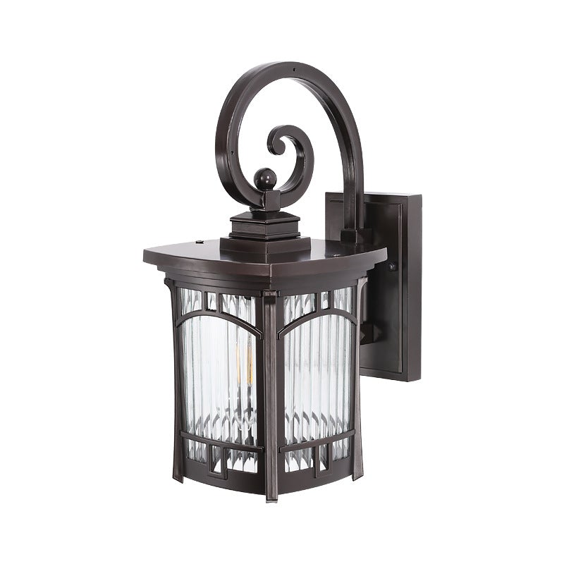Vintage Striped Glass Shade Waterproof Modern Outdoor Wall Lights-Lighom