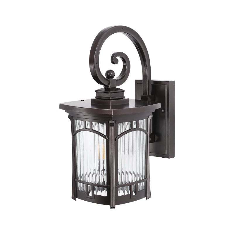 Vintage Striped Glass Shade Waterproof Modern Outdoor Wall Lights-Lighom