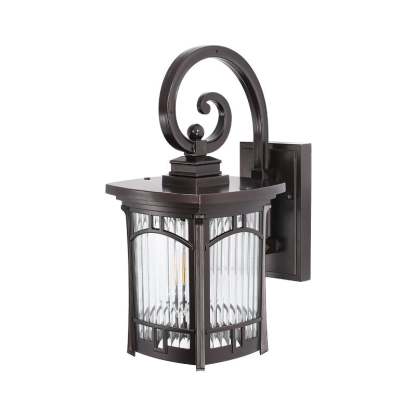 Vintage Striped Glass Shade Waterproof Modern Outdoor Wall Lights-Lighom