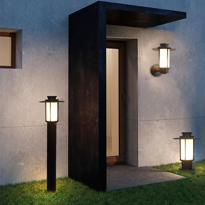 Top Hats Shape Aluminum LED Waterproof Black Retro Outdoor Wall Lights-Lighom