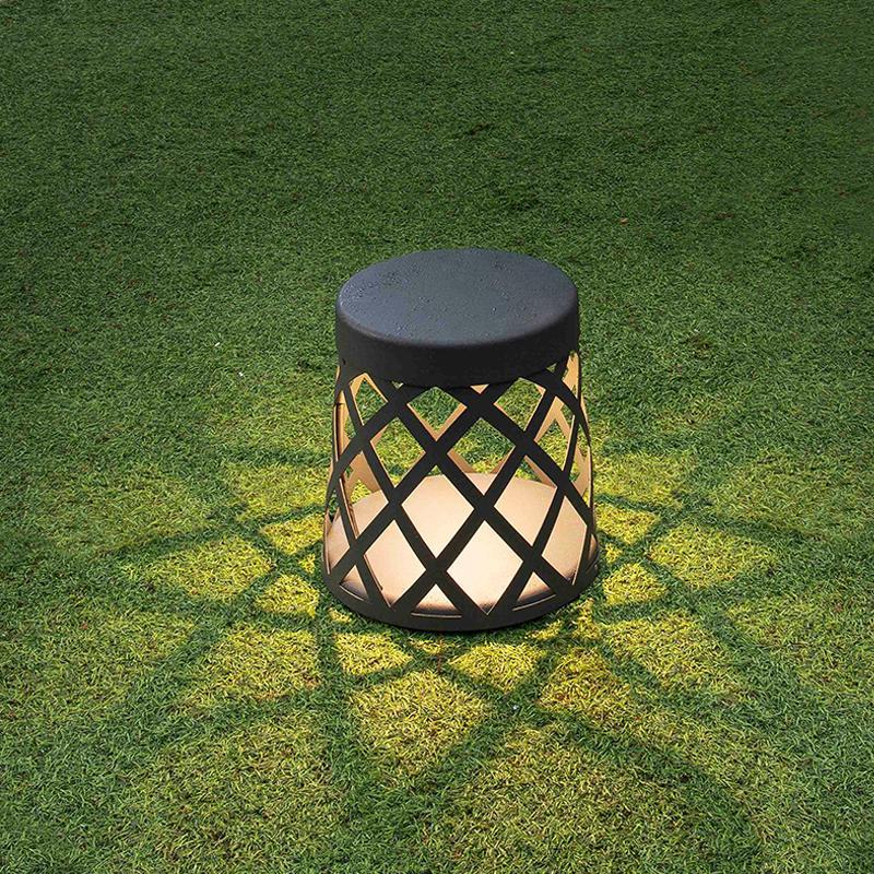 Stool Aluminum Black Modern Outdoor Lantern Lawn Lamp