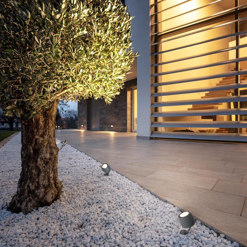 Round Aluminum LED Waterproof Gray Modern Tree Spotlights Outdoor Light-Lighom