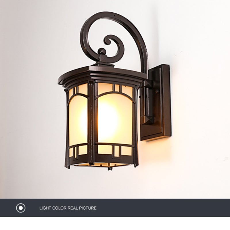 Vintage Striped Glass Shade Waterproof Modern Outdoor Wall Lights-Lighom