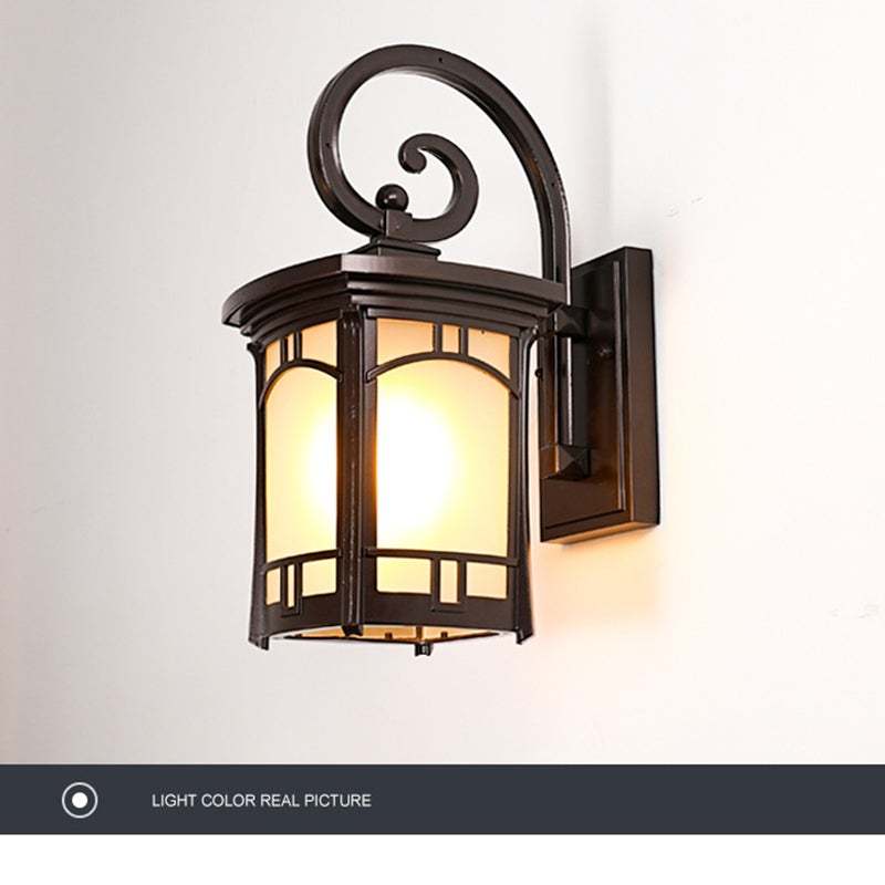 Vintage Striped Glass Shade Waterproof Modern Outdoor Wall Lights-Lighom