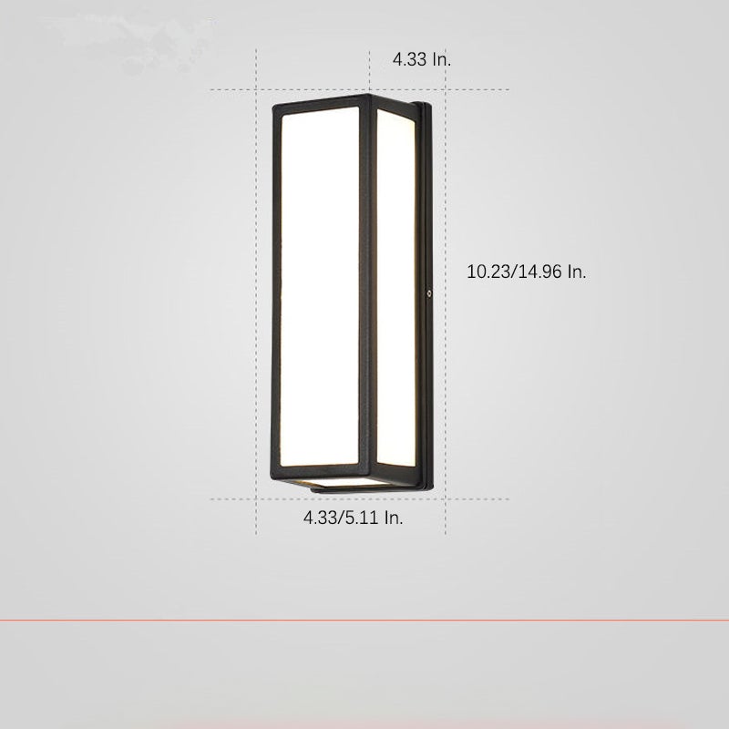 Rectangular Minimalist LED Waterproof Black Modern Outdoor Wall Lights-Lighom