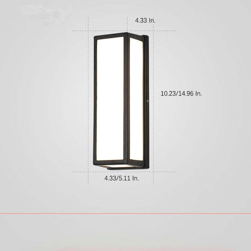Rectangular Minimalist LED Waterproof Black Modern Outdoor Wall Lights-Lighom
