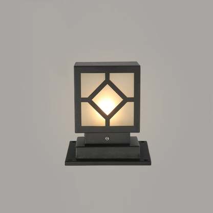 Square Stainless Steel LED Waterproof Black Modern Outdoor Light Post Lamp-Lighom