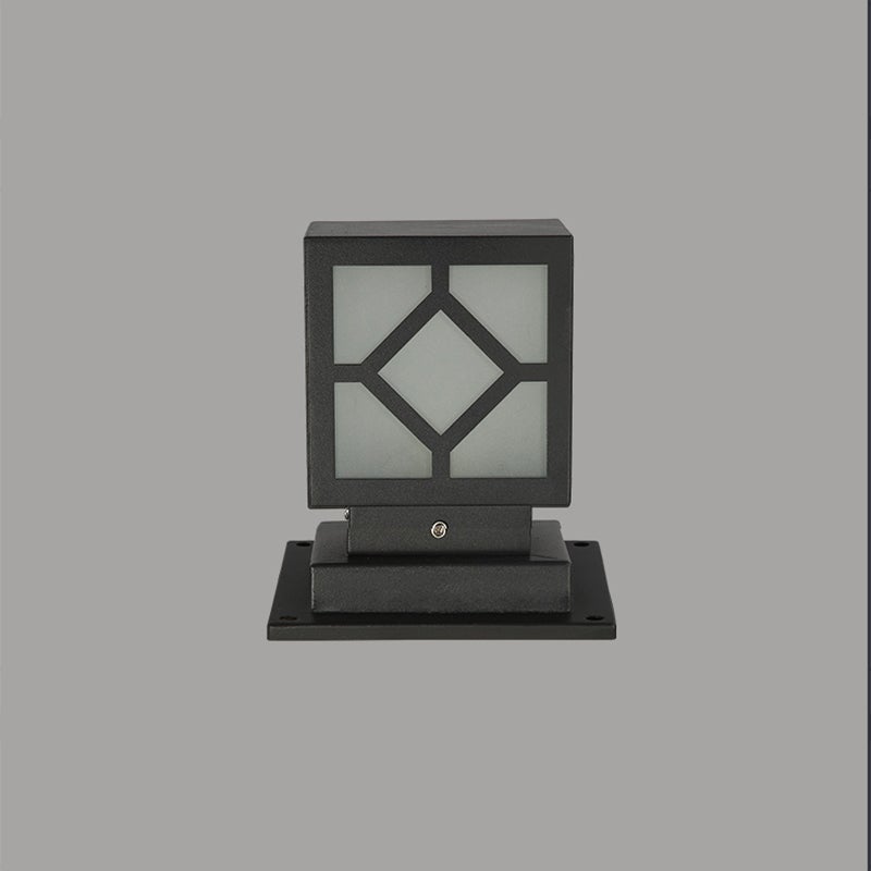 Square Stainless Steel LED Waterproof Black Modern Outdoor Light Post Lamp-Lighom
