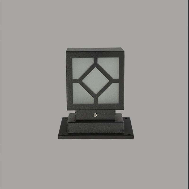 Square Stainless Steel LED Waterproof Black Modern Outdoor Light Post Lamp-Lighom
