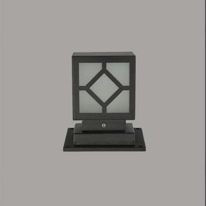 Square Stainless Steel LED Waterproof Black Modern Outdoor Light Post Lamp-Lighom