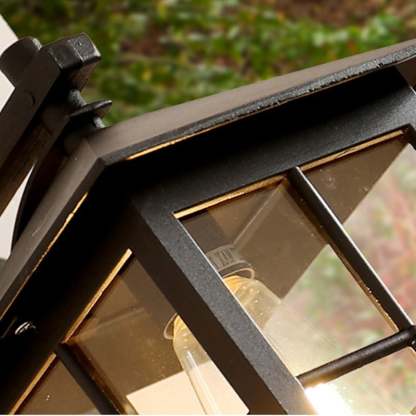 Minimalist Square Glass Lampshade Waterproof Modern Outdoor Lanterns-Lighom