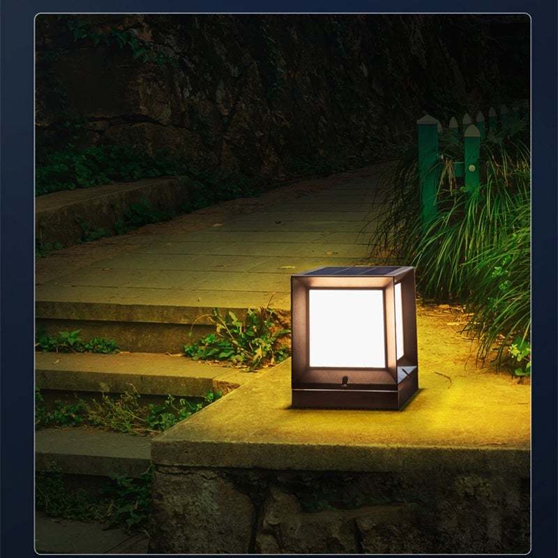 Modern square black acrylic solar outdoor lighting