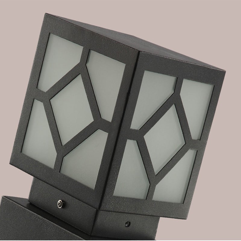 Square Stainless Steel LED Waterproof Black Modern Outdoor Light Post Lamp-Lighom