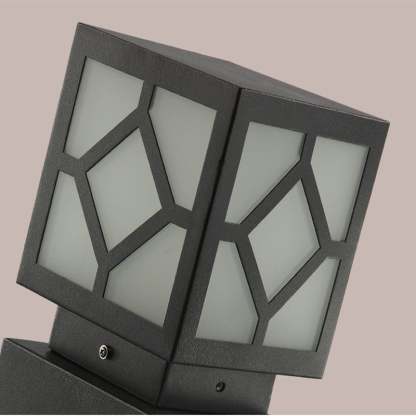 Square Stainless Steel LED Waterproof Black Modern Outdoor Light Post Lamp-Lighom