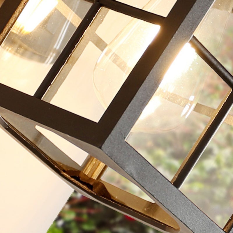 Minimalist Square Glass Lampshade Waterproof Modern Outdoor Lanterns-Lighom