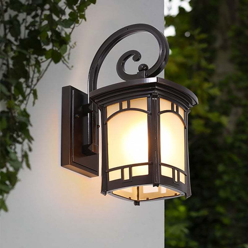 Vintage Striped Glass Shade Waterproof Modern Outdoor Wall Lights-Lighom